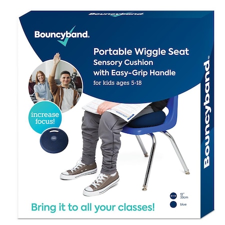 Bouncybands Portable Wiggle Seat Sensory Cushion, Blue WSHABU